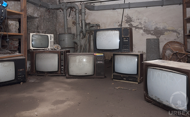 TV in abandoned shelter