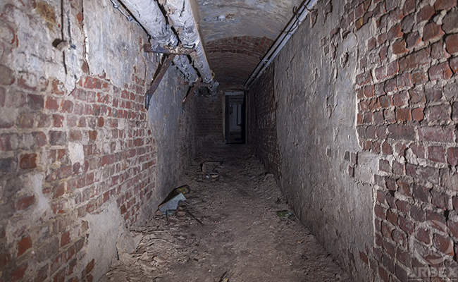 long coridor in abandoned basement