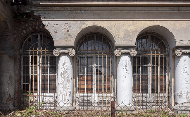 colonnade in an abandoned palace