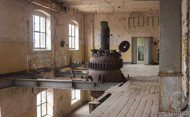 rusty devices in old pollena factory in europe