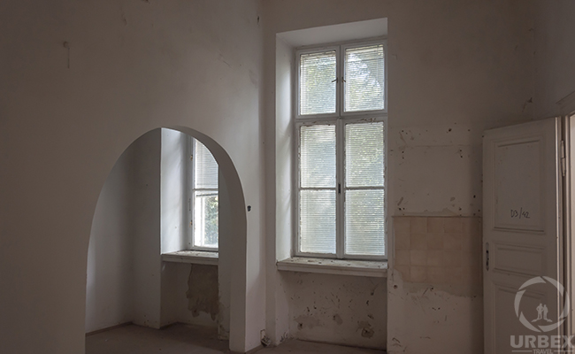 window in an abandoned mansion