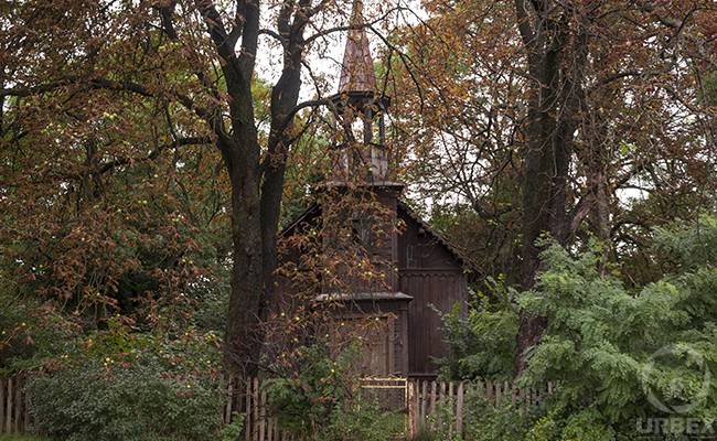 the old church in the middle of the forest