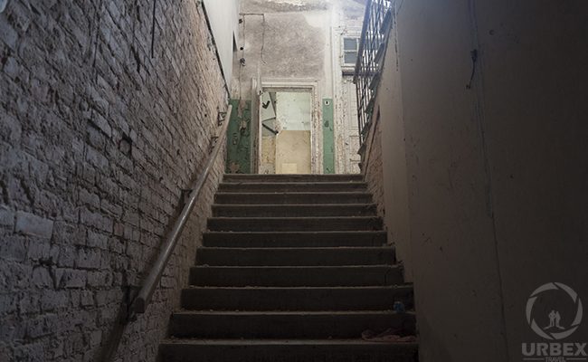 Staircase in an abandoned hospital