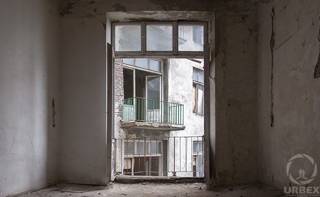 window in an abandoned building